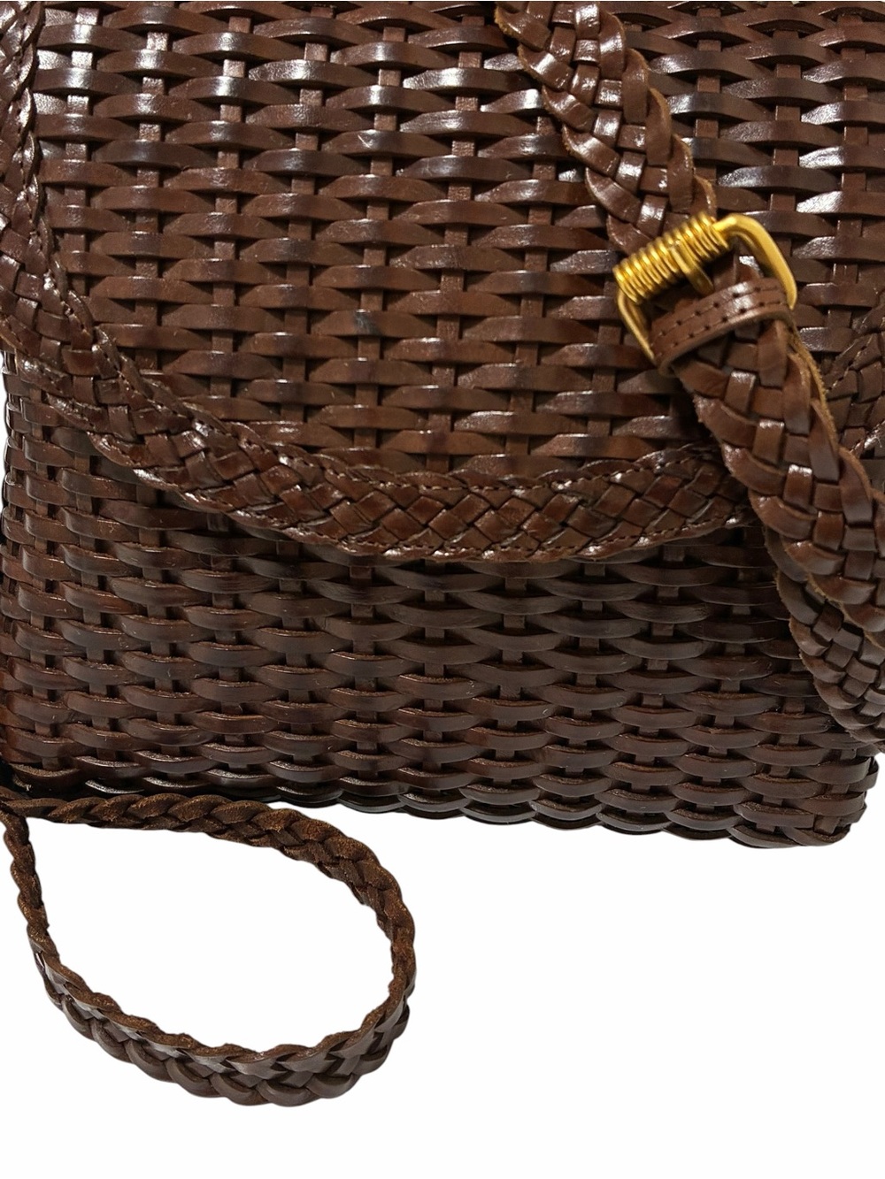 Saks Fifth Avenue Vintage Purse Woven Leather Crossbody Brown Bag Boho Brazil - Picture 2 of 9